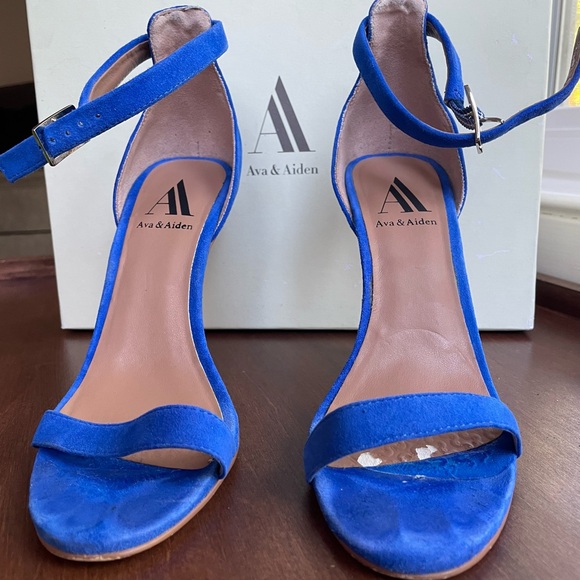 Cobalt blue suede strappy sandals size 6 - Picture 2 of 4